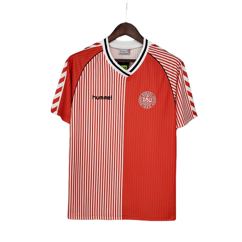 Camisa Seleção da Dinamarca 1986 - RetrÓ Hummel - Vermelha e Branca