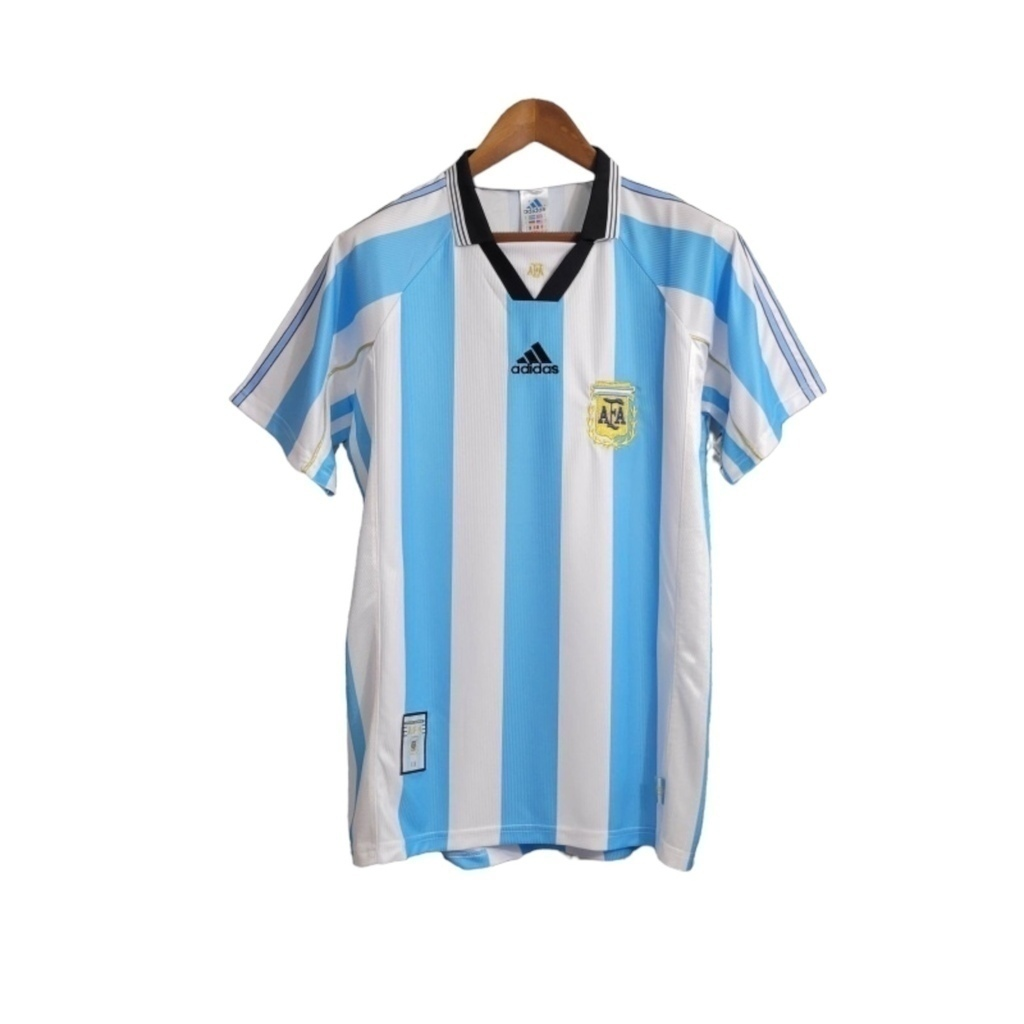 Camisa Seleção da Argentina I 1998/1999 - RetrÓ Adidas - Branca com detalhes em azul e preto