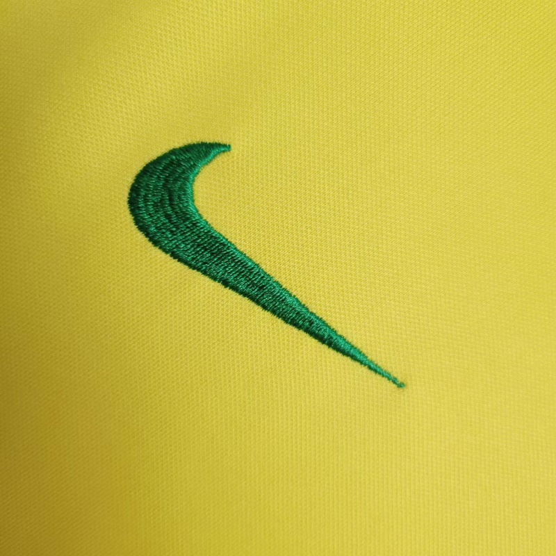 Conjunto Infantil Seleção Brasileira I 1998 - RetrÓ Nike - Amarelo com detalhes em verde