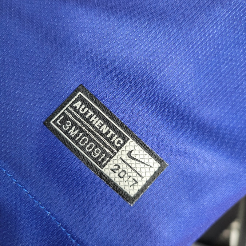 Camisa Barcelona I 2017/2018 - Retrô Nike - Azul com detalhes em vermelho e amarelo