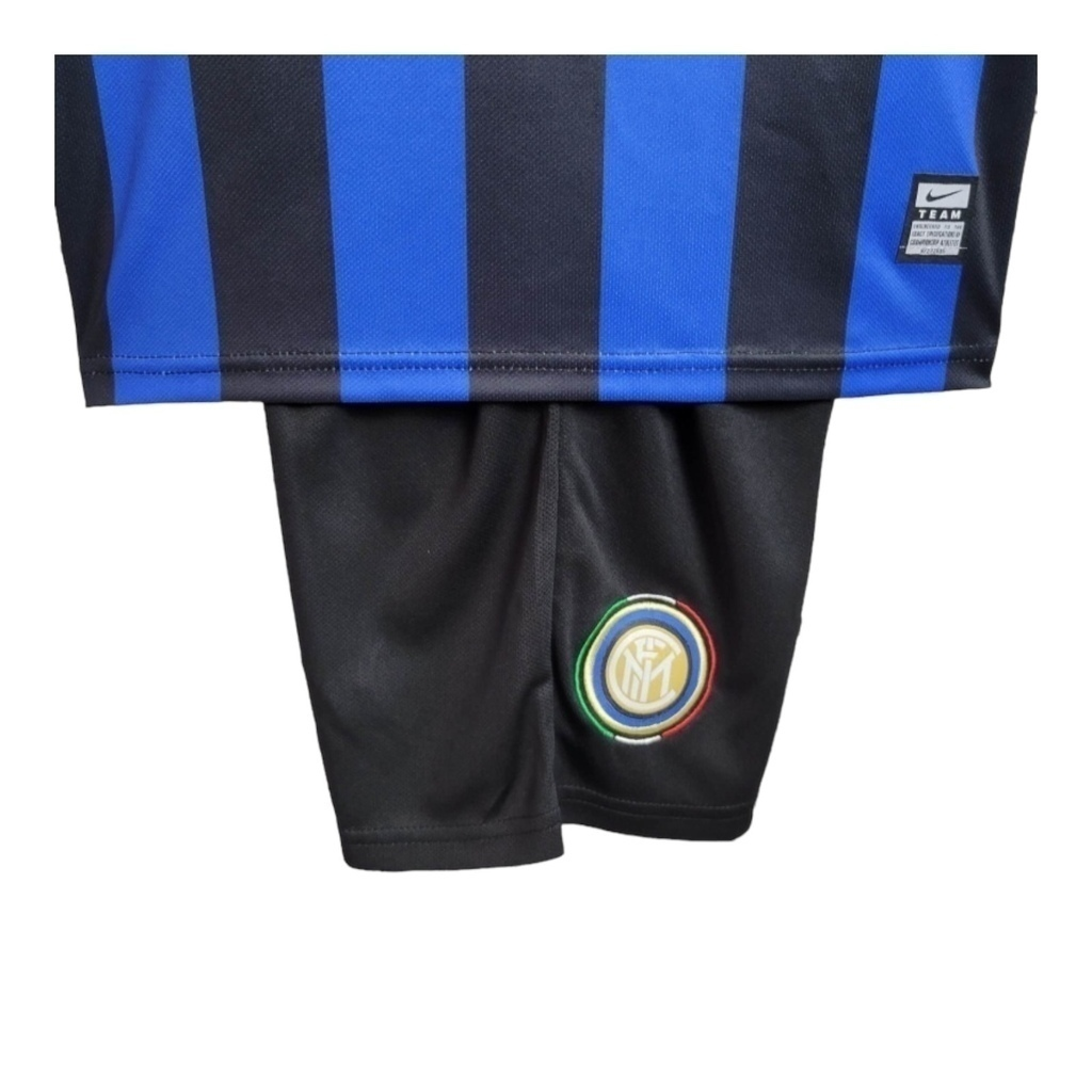 Conjunto Infantil Inter de Milão I 2009/2010 - Retrô Nike - Azul com detalhes em preto e branco