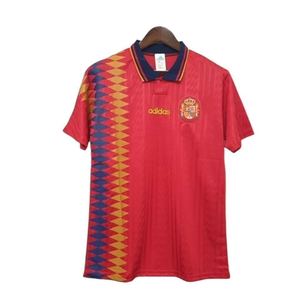 Camisa Seleção da Espanha I 1996 - RetrÓ Adidas - Vermelha com detalhes em azul e amarelo