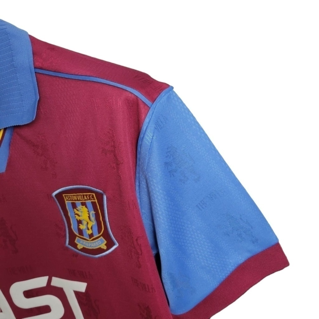 Camisa Aston Villa I 1995/1997 - Retrô Reebok - Vinho com detalhes em azul