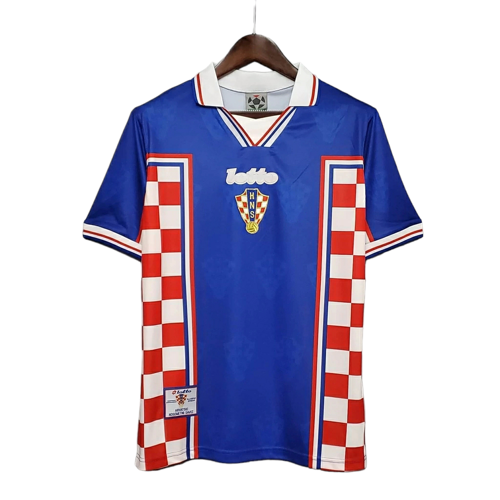 Camisa Seleção da CroÔcia I 1998 - RetrÓ Lotto - Azul. Vermelha e Branca