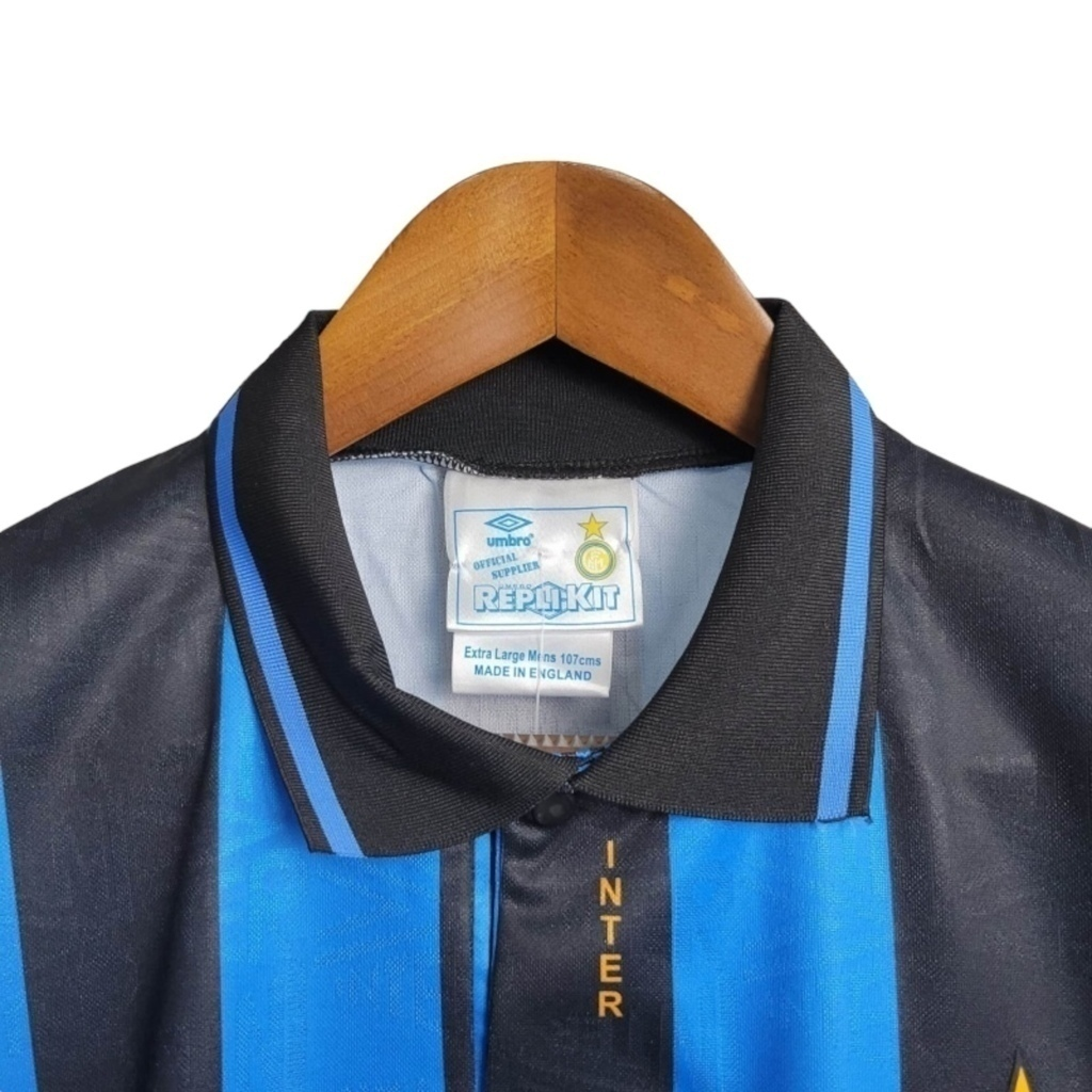 Camisa Inter de Milão I 1992/1993 - Retrô Umbro - Azul e preta