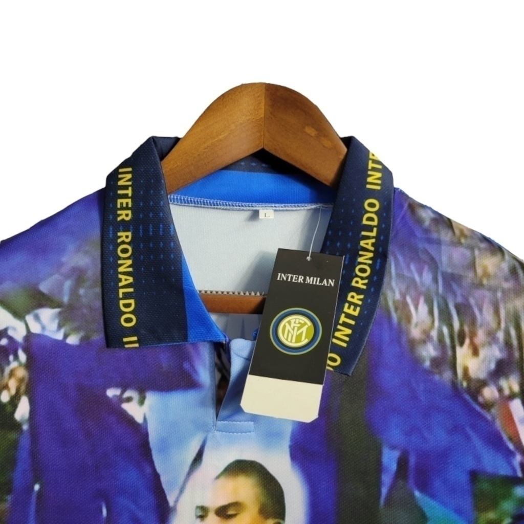 Camisa Inter de Milão Ronaldo 1997/1998 - Retrô - Azul