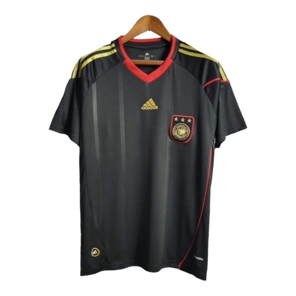 Camisa Seleção da Alemanha II 2010 - RetrÓ Adidas - Preta com detalhes em vermelho e dourado