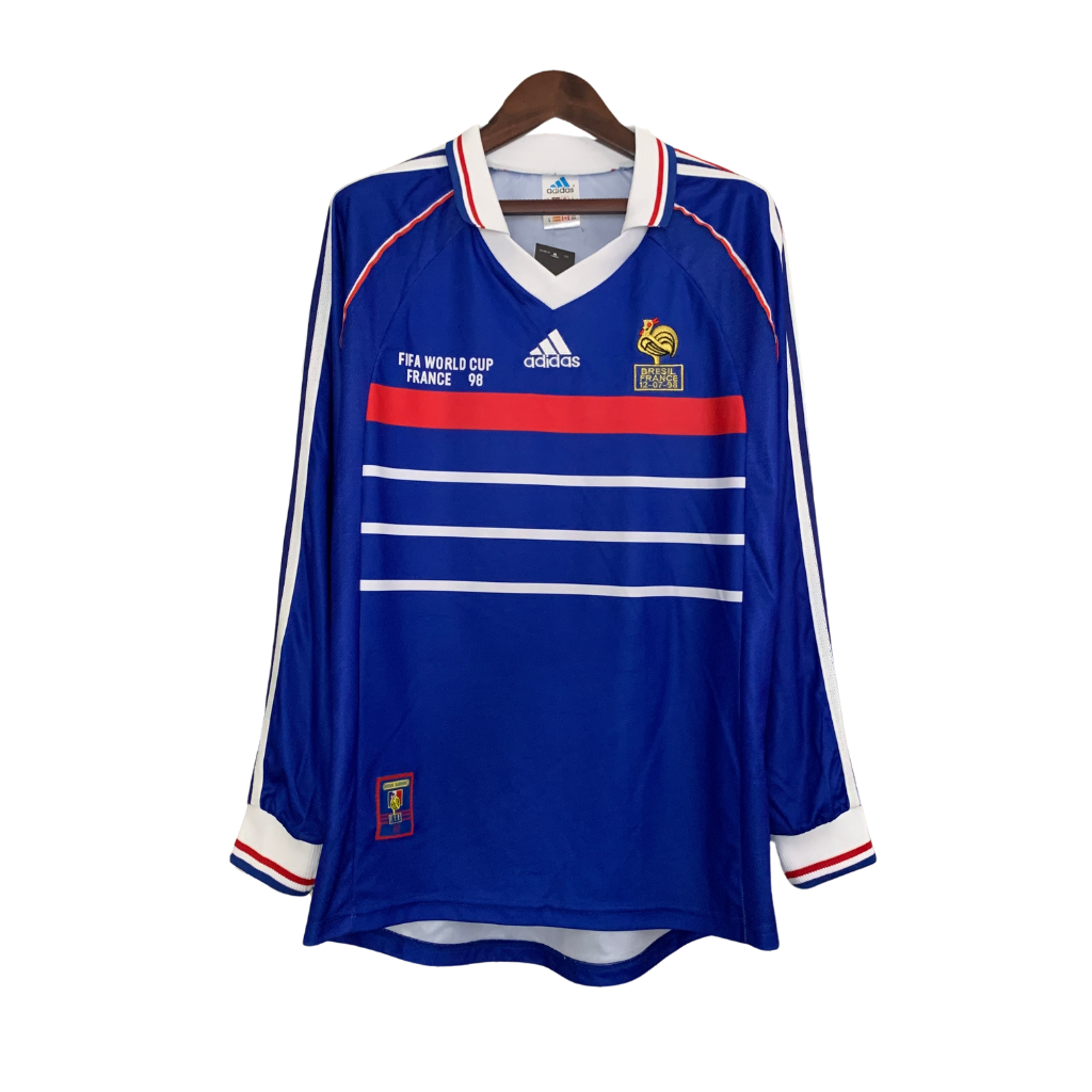 Camisa Seleção da França 1998 Manga Longa - Retrô Adidas - Azul