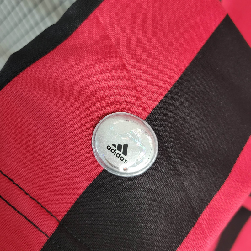 Camisa AC Milan I 2009/2010 Manga Longa - Retrô Adidas - Preta e vermelha com detalhes em branco