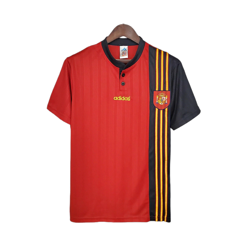 Camisa Seleção da Espanha I 1996 - RetrÓ Adidas - Vermelha com detalhes em azul