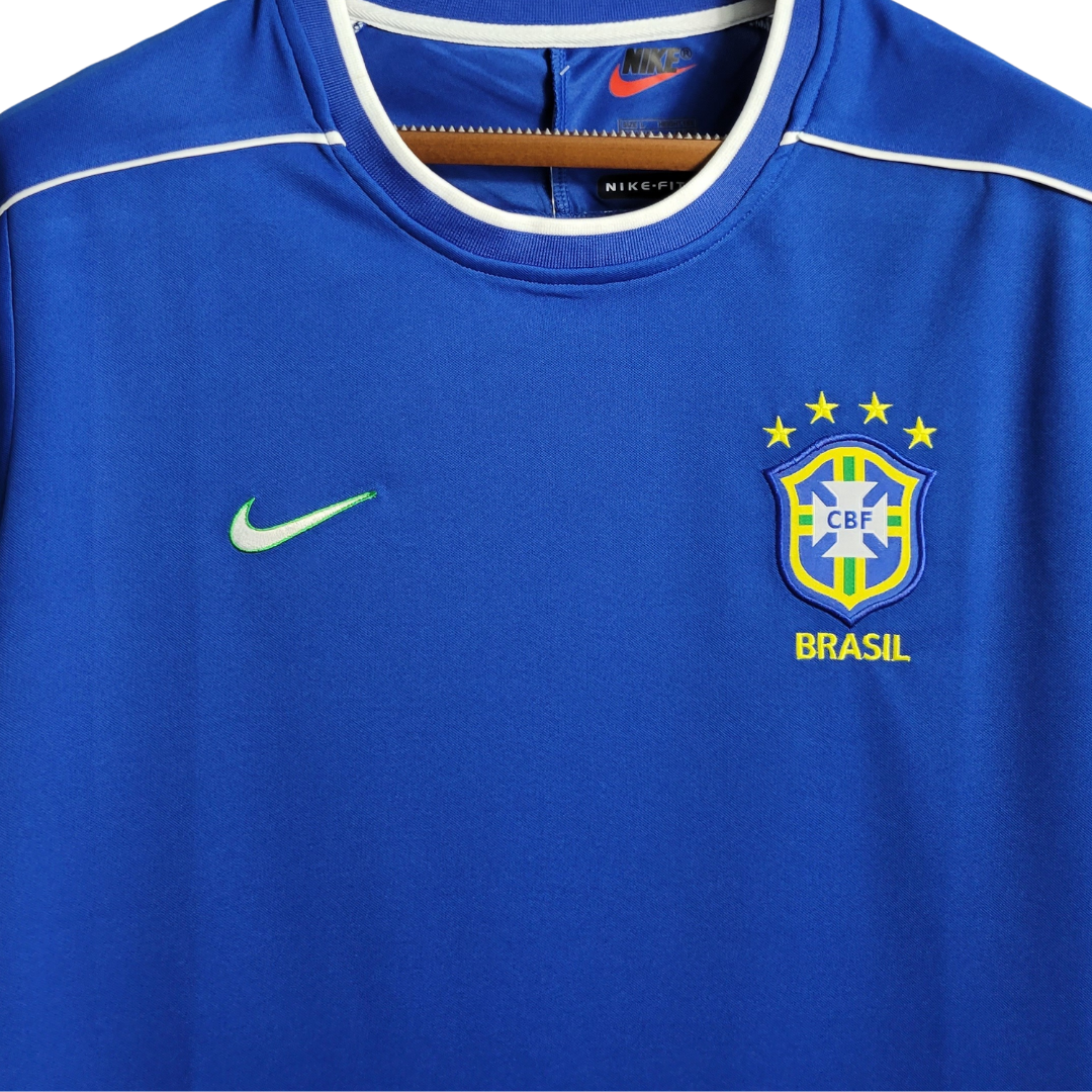 Camisa Seleção Brasileira II 1998 - Retrô Nike - Azul com detalhes em branco