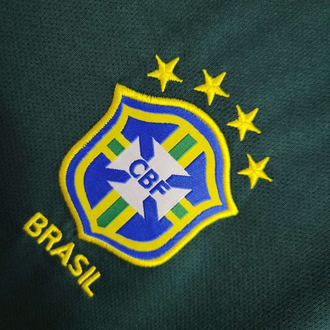 Camisa Seleção Brasileira Goleiro 1998 - Retrô Nike - Verde escuro com detalhes em branco e amarelo