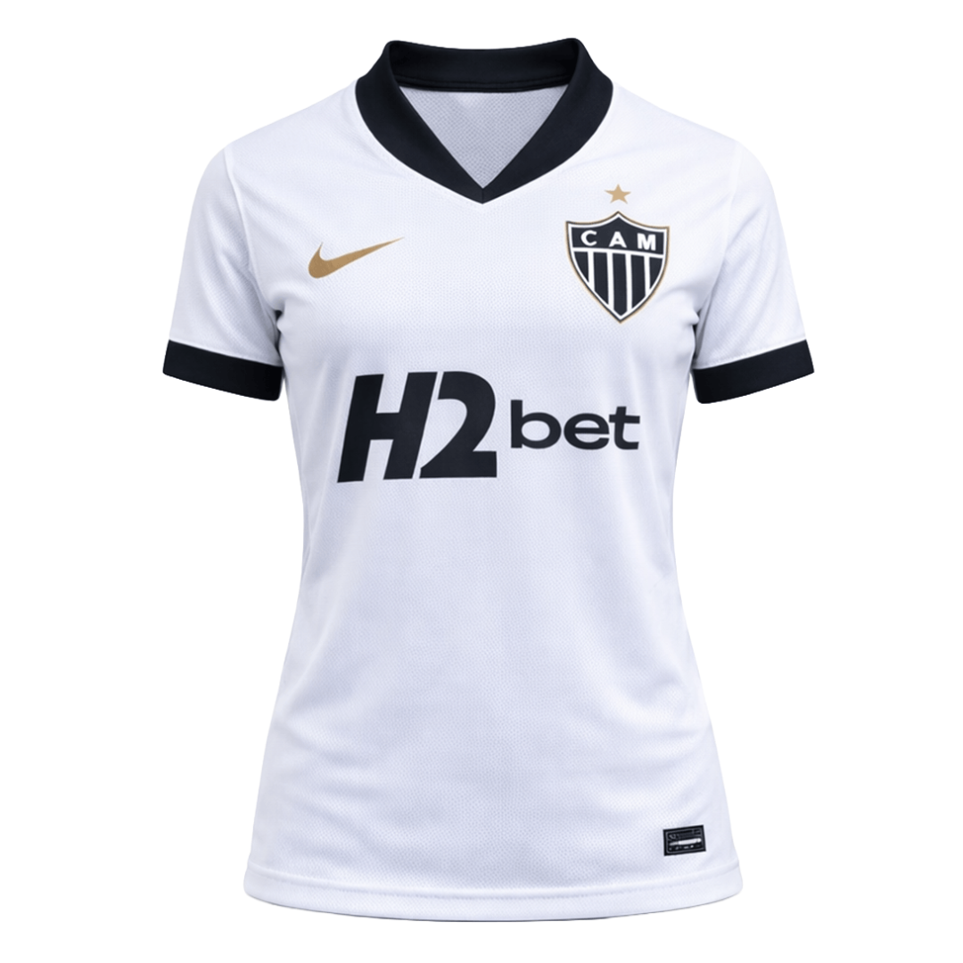 Camisa Atlético Mineiro II 26/27 - Torcedor Nike Feminina - Branca com detalhes em preto e dourado