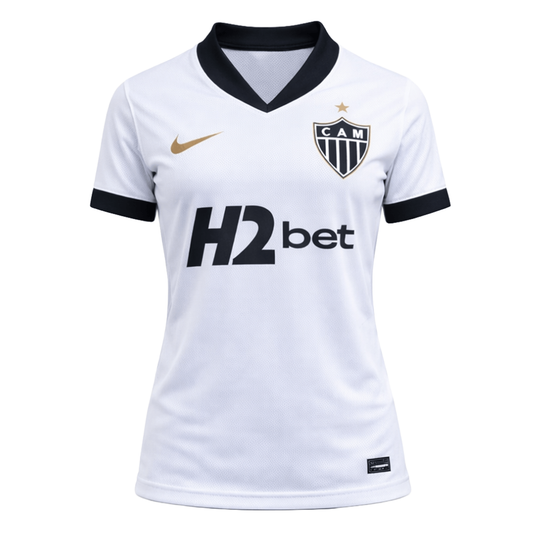 Camisa Atlético Mineiro II 26/27 - Torcedor Nike Feminina - Branca com detalhes em preto e dourado