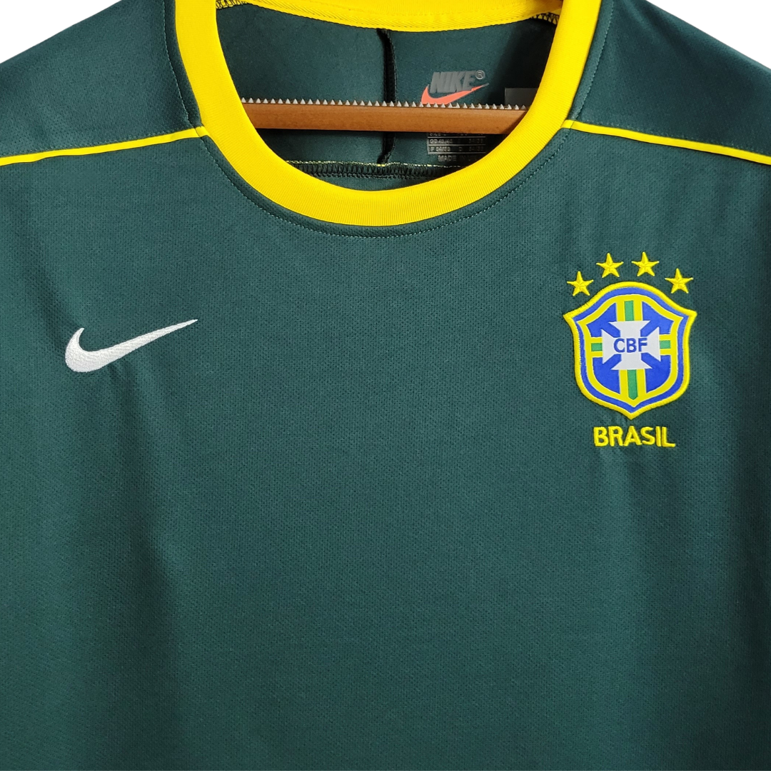 Camisa Seleção Brasileira Goleiro 1998 - Retrô Nike - Verde escuro com detalhes em branco e amarelo