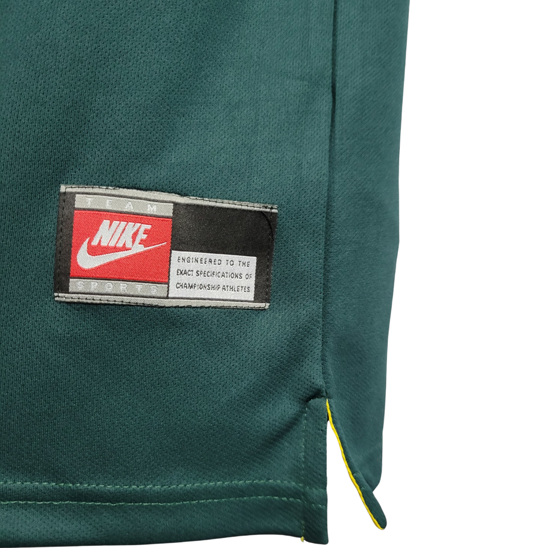 Camisa Seleção Brasileira Goleiro 1998 - Retrô Nike - Verde escuro com detalhes em branco e amarelo