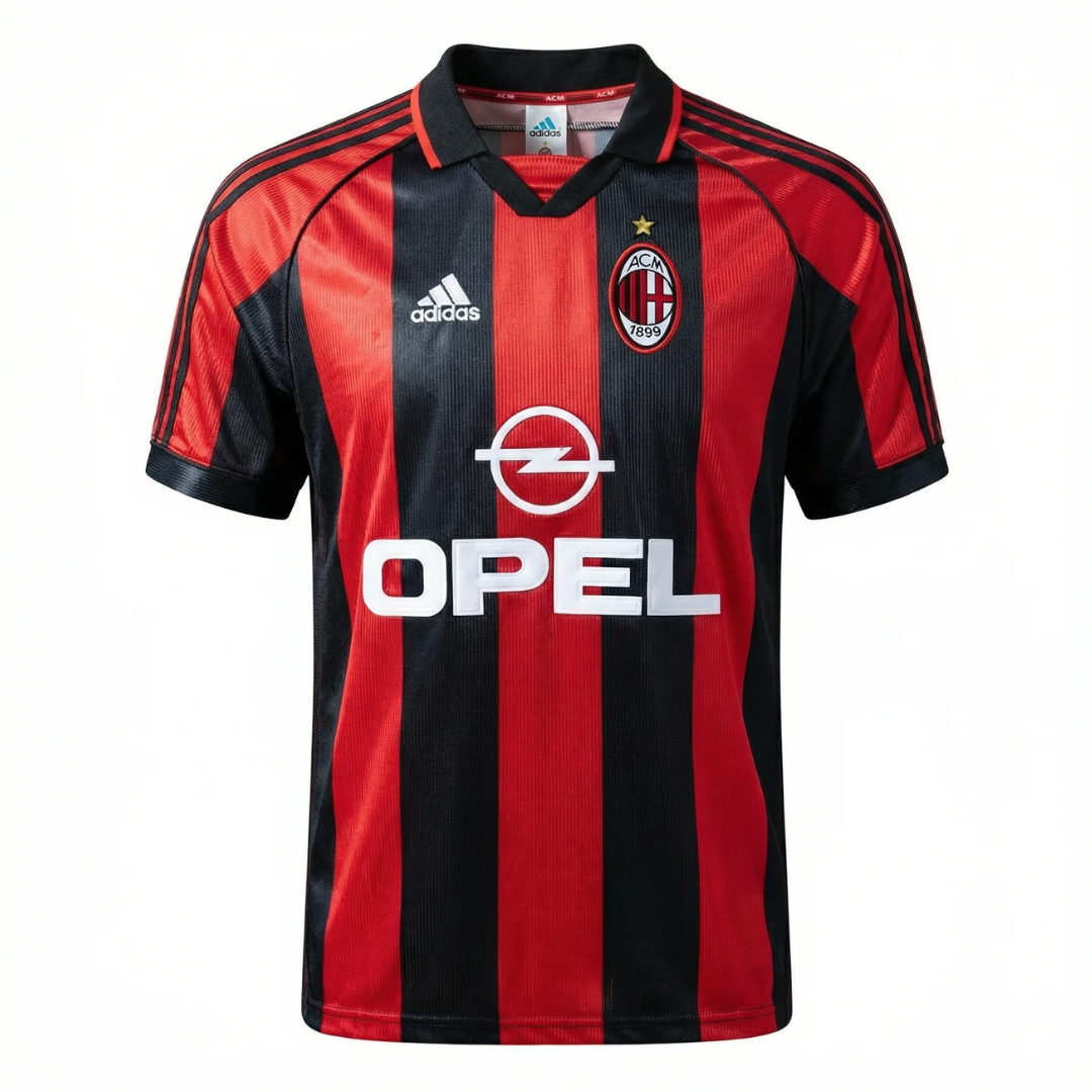 Camisa AC Milan I 1998/1999 - Retrô Adidas - Vermelha e preta