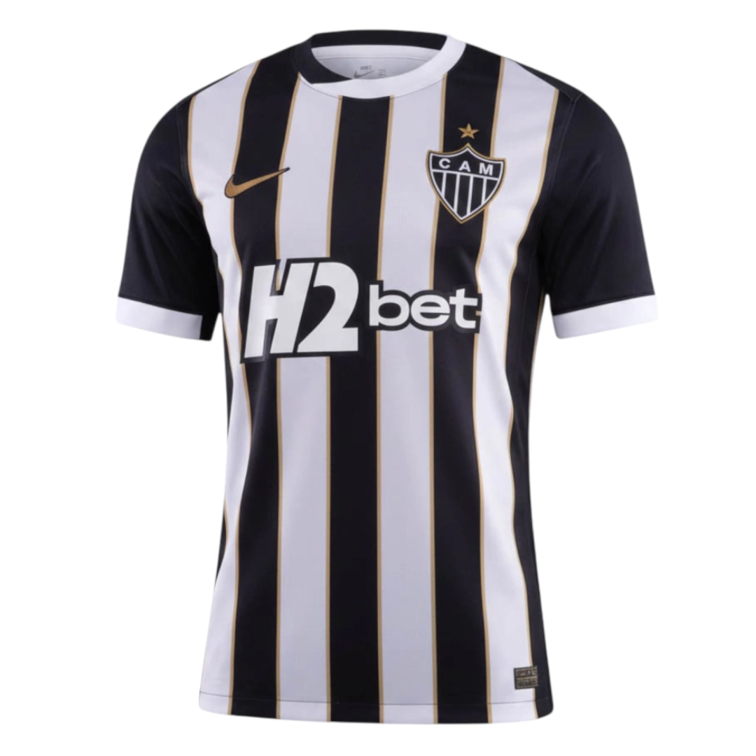 Camisa Atlético Mineiro I 26/27 - Torcedor Nike Masculina - Preta com listras brancas e detalhes em dourado