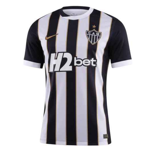 Camisa Atlético Mineiro I 26/27 - Torcedor Nike Masculina - Preta com listras brancas e detalhes em dourado