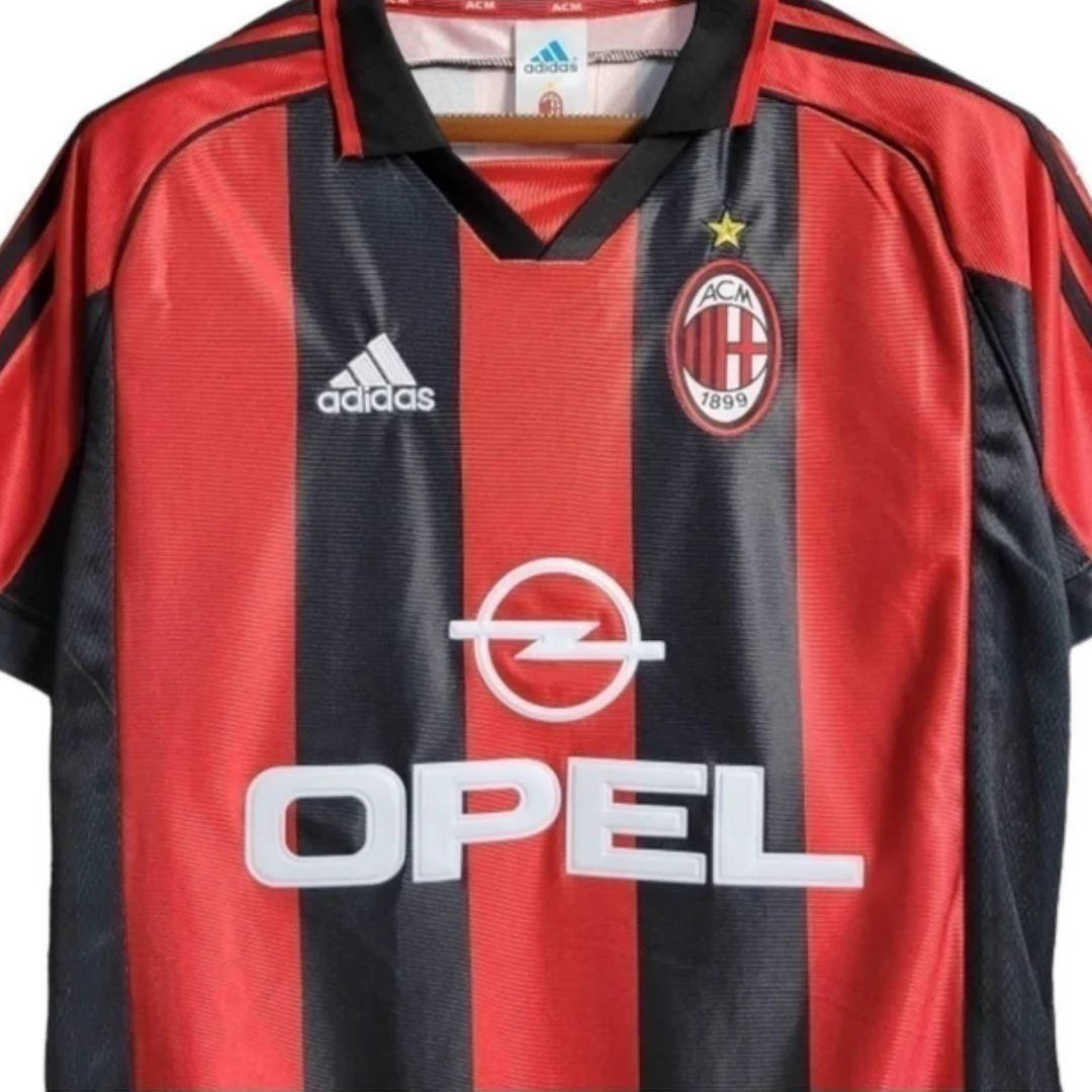 Camisa AC Milan I 1998/1999 - Retrô Adidas - Vermelha e preta