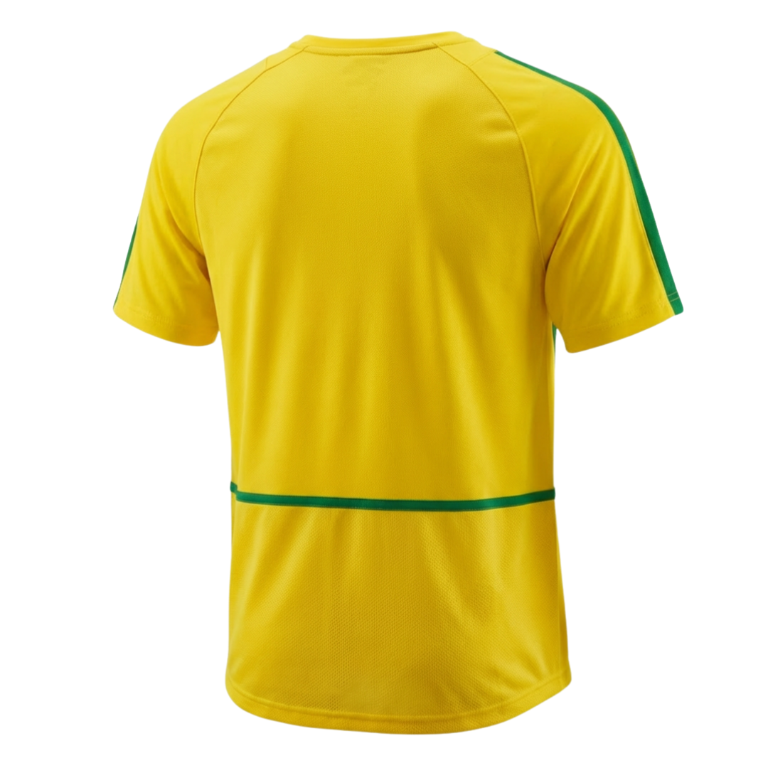 Camisa Seleção Brasileira I 2002 - Retrô Nike - Amarela com detalhes em verde