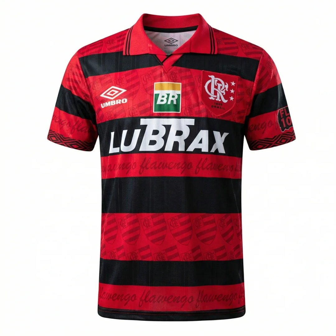Camisa Flamengo I 1995 - Retrô Umbro - Vermelha e Preta