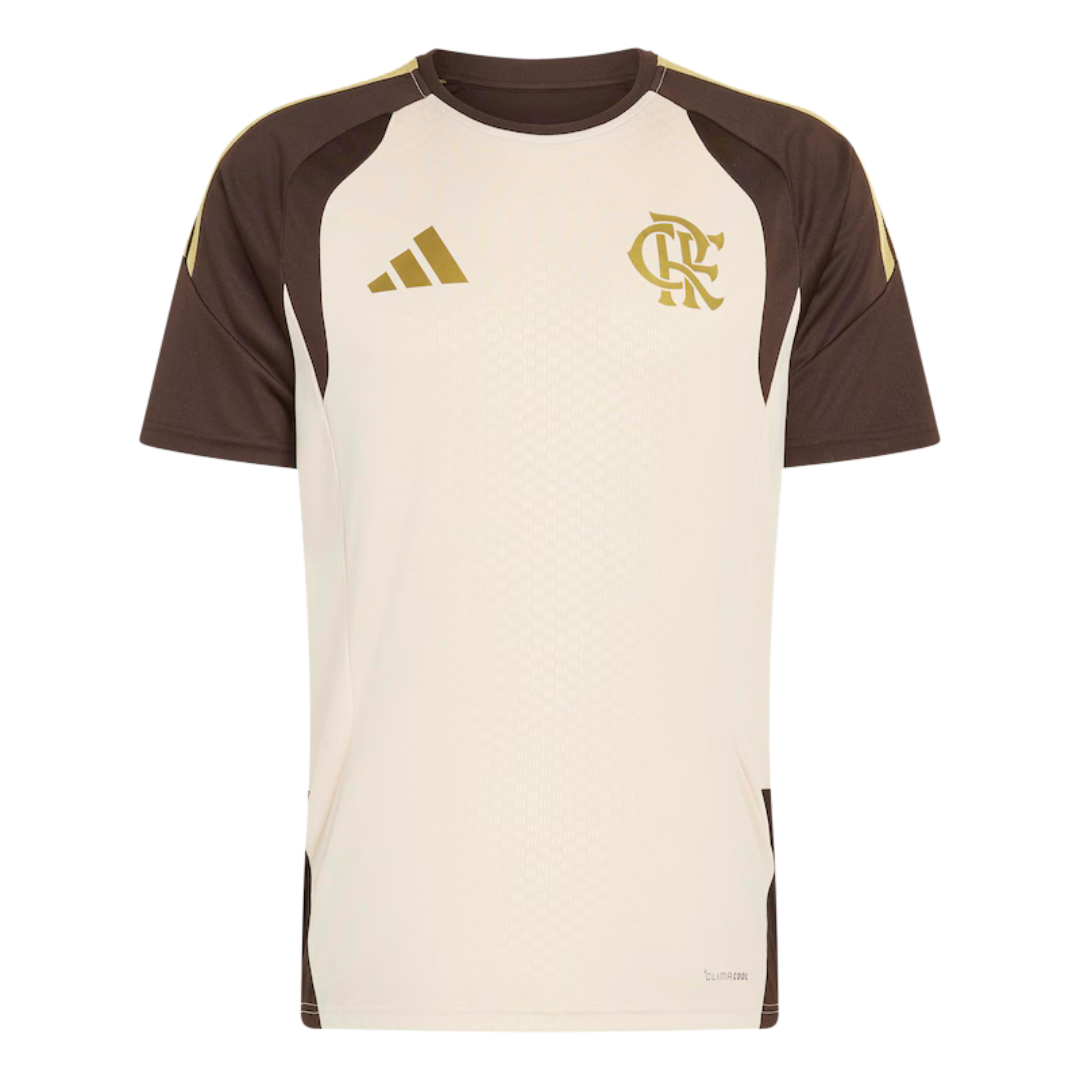 Camisa Flamengo Treino Atleta 26/27 - Torcedor Adidas Masculina - Bege com detalhes em marrom