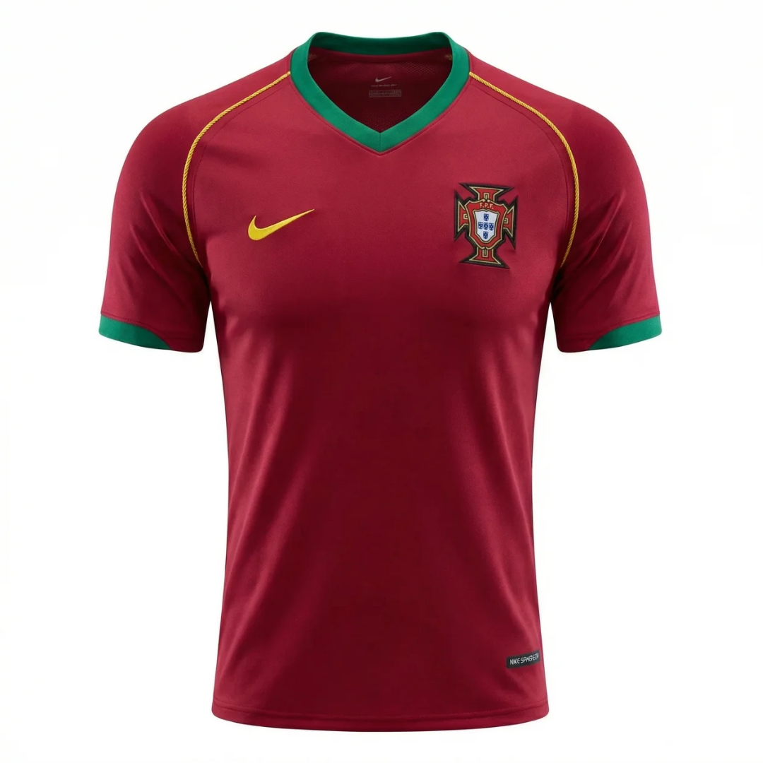 Camisa Seleção de Portugal I 2006 - Retrô Nike - Vermelha com detalhes em amarelo e verde