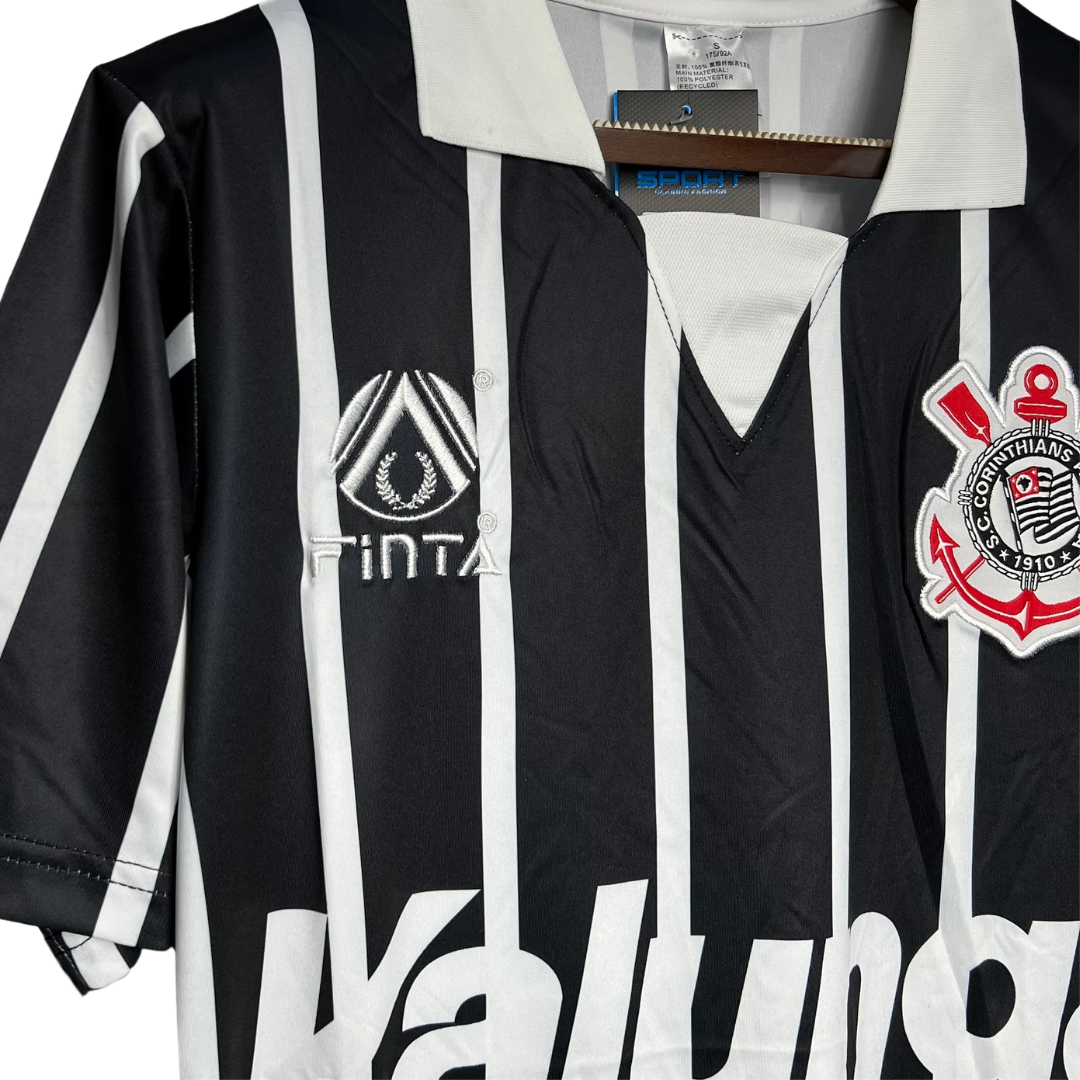 Camisa Corinthians II 1990 - Retrô Finta Masculina - Preta com detalhes em branco