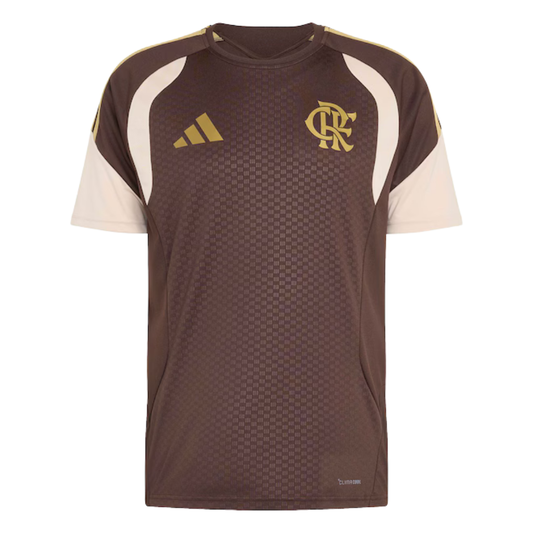 Camisa Flamengo Treino Comissão 26/27 - Torcedor Adidas Masculina - Marrom com detalhes em bege