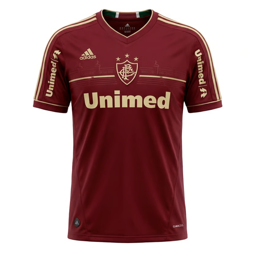Camisa Fluminense III 2011/2012 - Retrô Adidas - Vermelha com detalhes em dourado