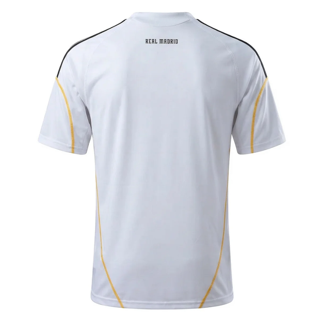 Camisa Real Madrid I 2009/2010 - Retrô Adidas - Branca com detalhes em preto e amarelo