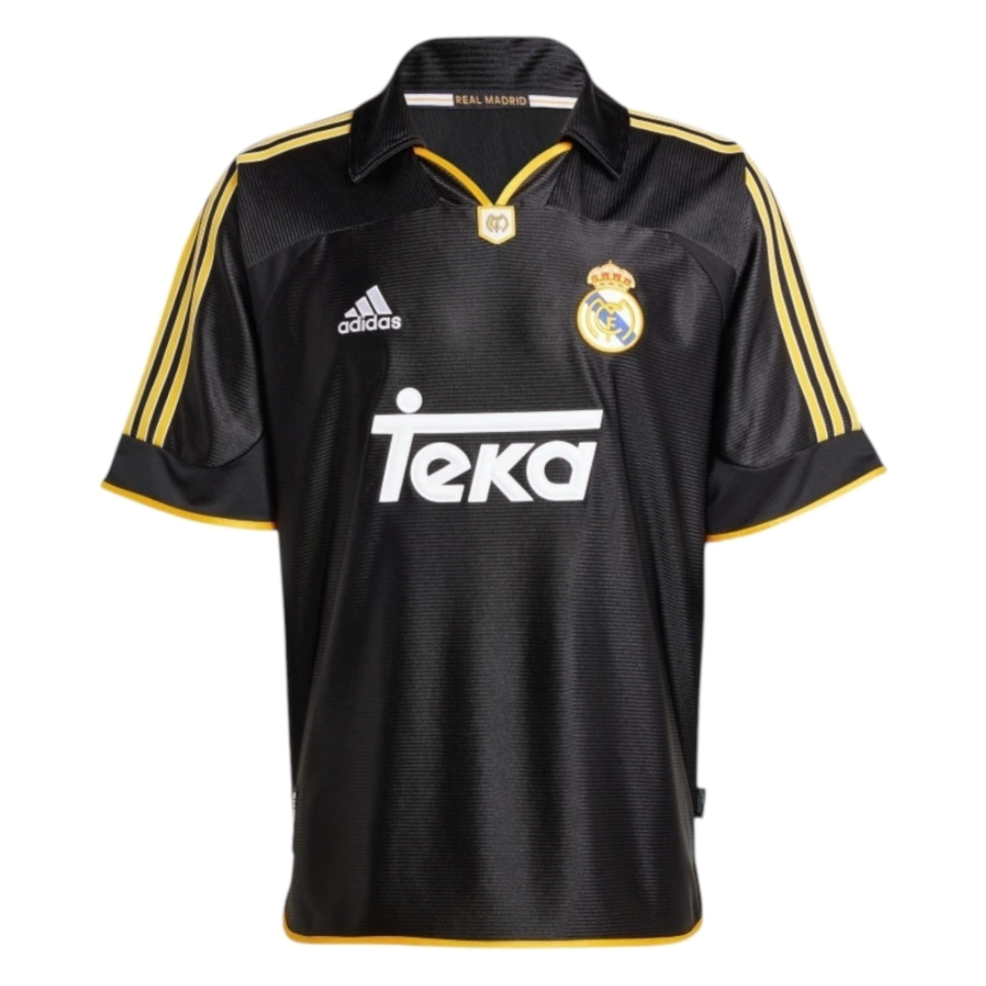 Camisa Real Madrid II 1999/2001 - Retrô Adidas - Preta com detalhes em amarelo