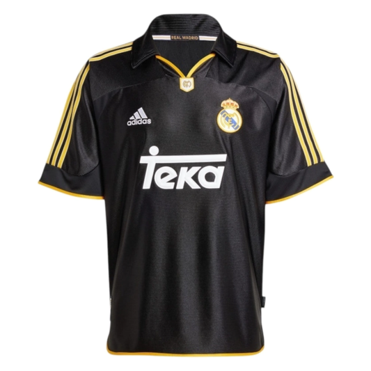Camisa Real Madrid II 1999/2001 - Retrô Adidas - Preta com detalhes em amarelo