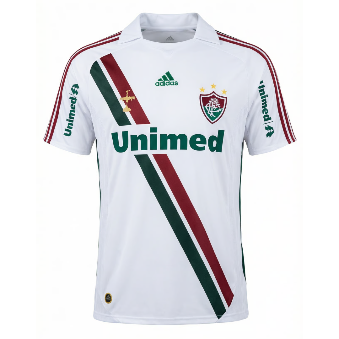 Camisa Fluminense II 2009/2010 - Retrô Adidas - Branca com detalhes em verde e grená