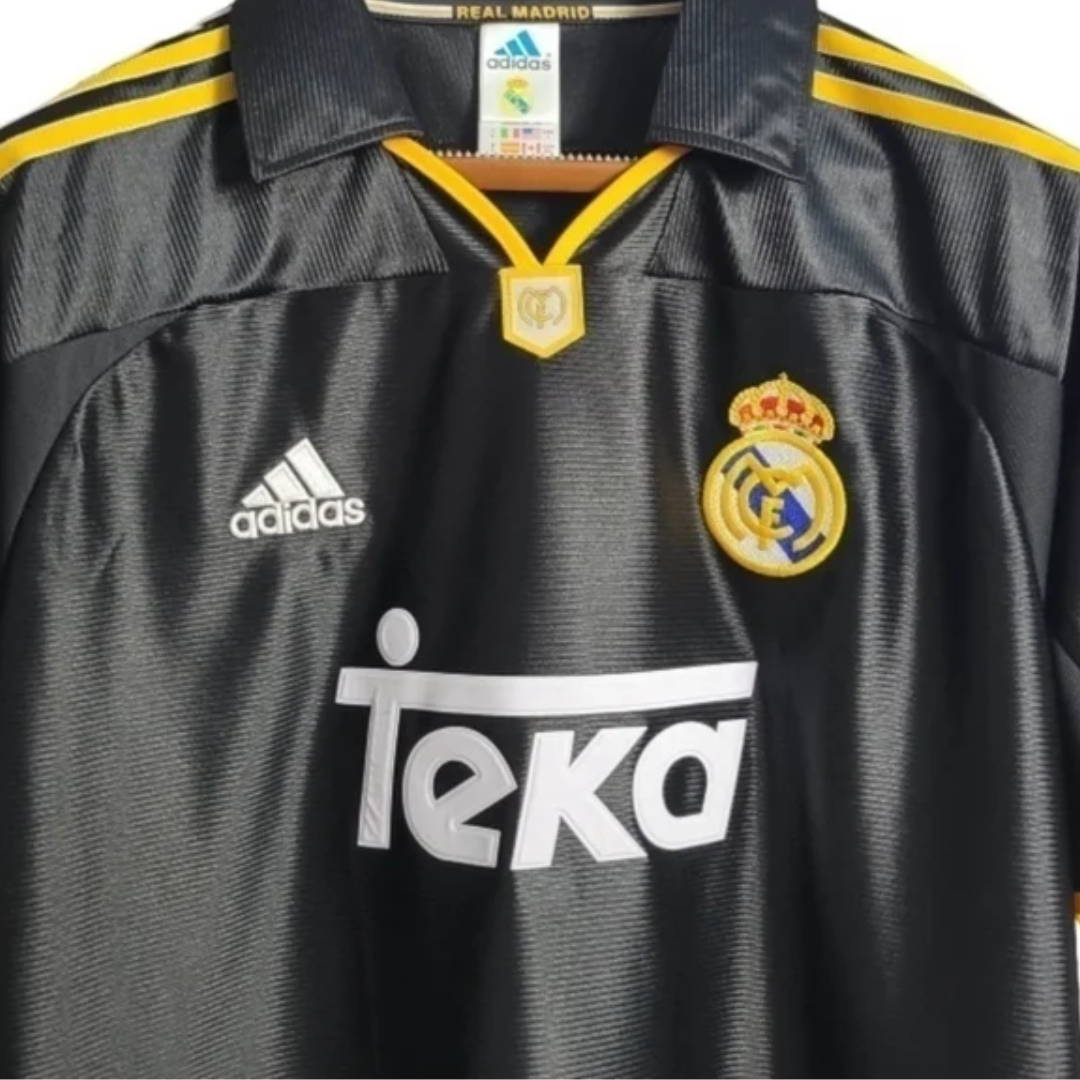 Camisa Real Madrid II 1999/2001 - Retrô Adidas - Preta com detalhes em amarelo