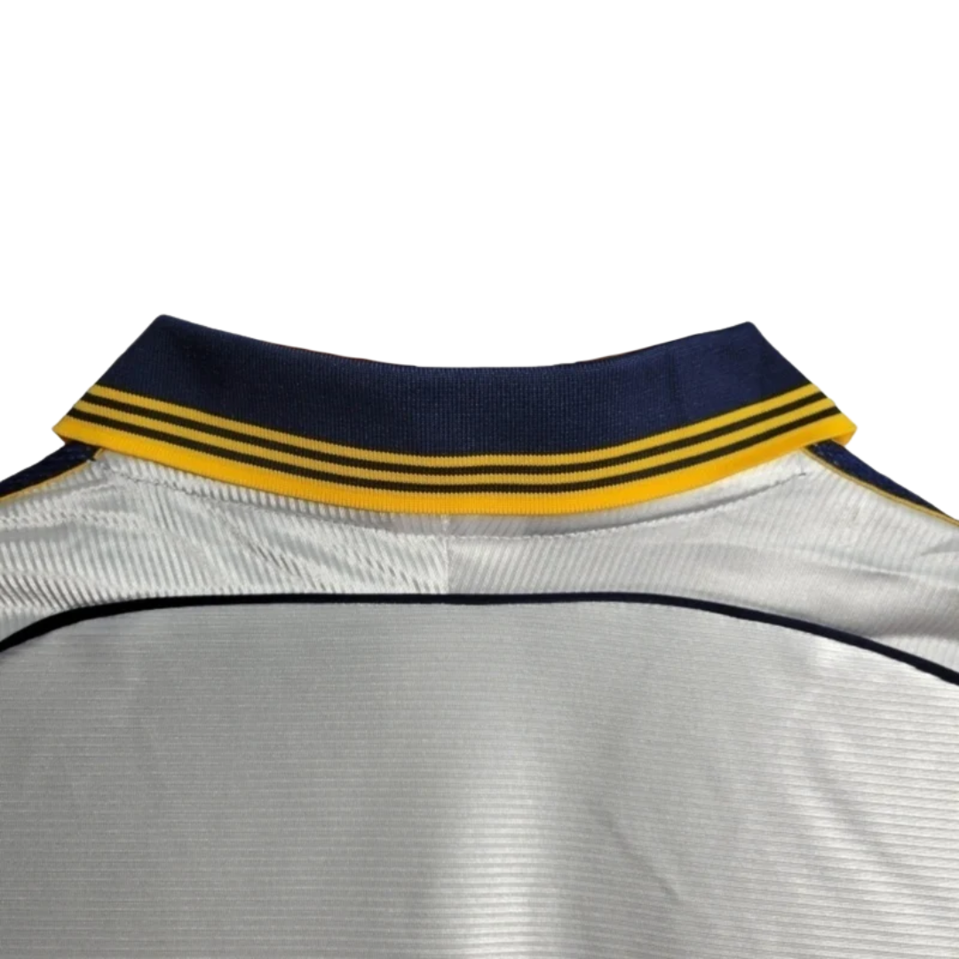 Camisa Real Madrid I 1998/2000 - Retrô Adidas - Branca com detalhes em azul e amarelo