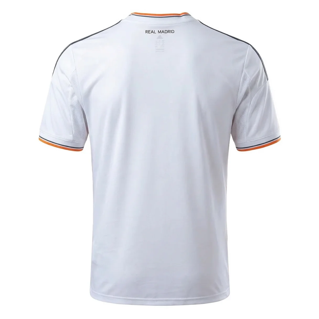 Camisa Real Madrid I 2013/2014 - Retrô Adidas - Branca com detalhes em laranja e cinza