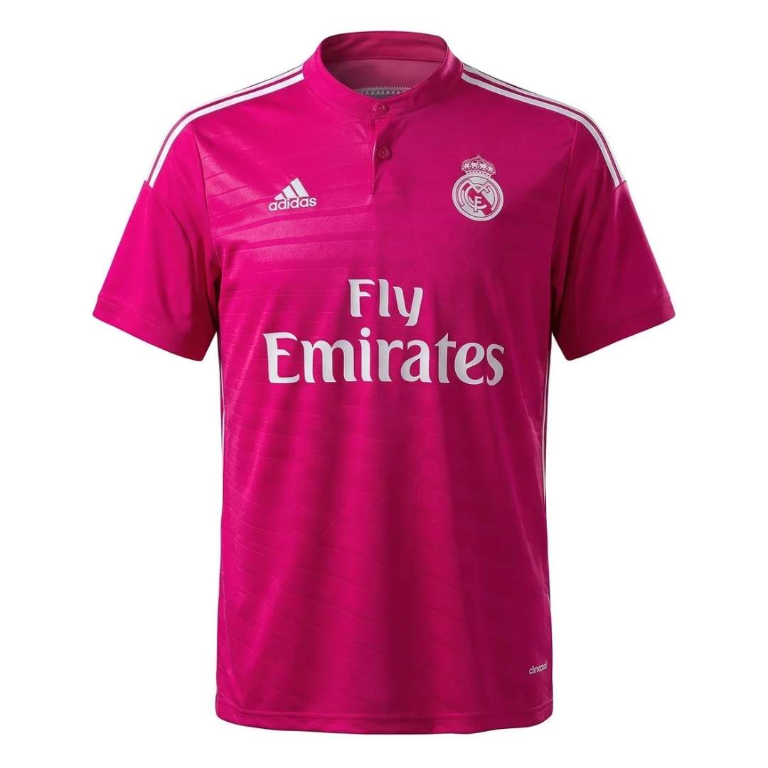 Camisa Real Madrid II 2014/2015 - Retrô Adidas - Rosa com detalhes em branco