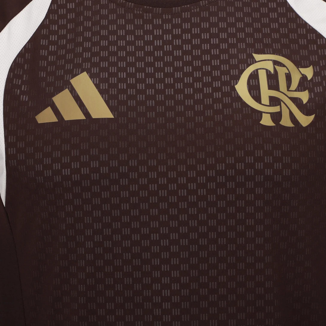 Camisa Flamengo Treino Comissão 26/27 - Torcedor Adidas Masculina - Marrom com detalhes em bege