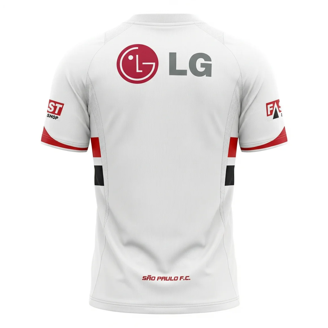 Camisa São Paulo I 2006 - Retrô Reebok - Branca com detalhes vermelho e preto