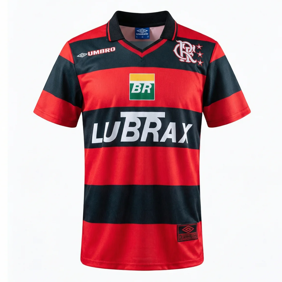Camisa Flamengo I 1999 - Retrô Umbro - Vermelha e Preta