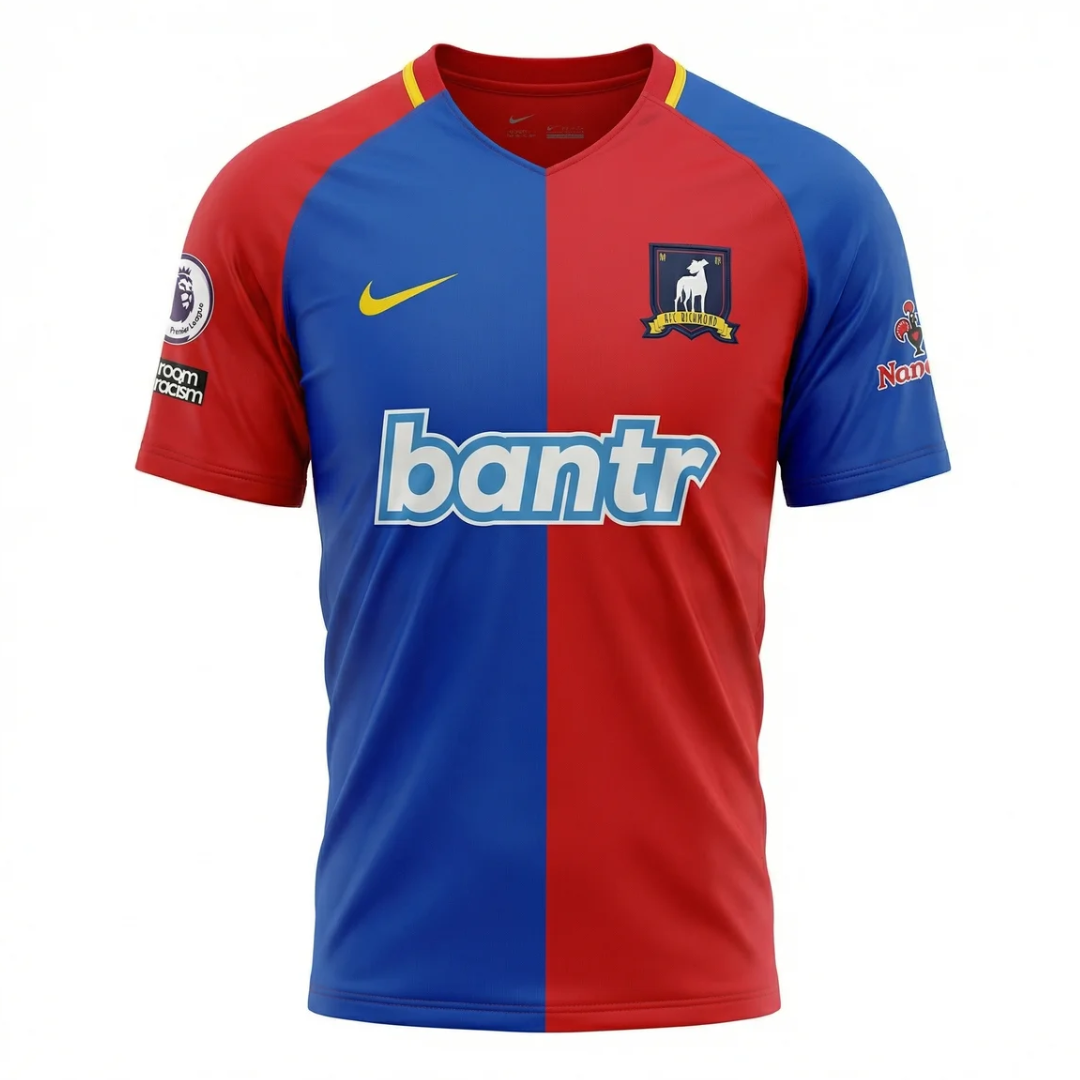 Camisa AFC Richmond I 23/24 - Torcedor Nike Masculina - Azul e vermelha com detalhes em amarelo