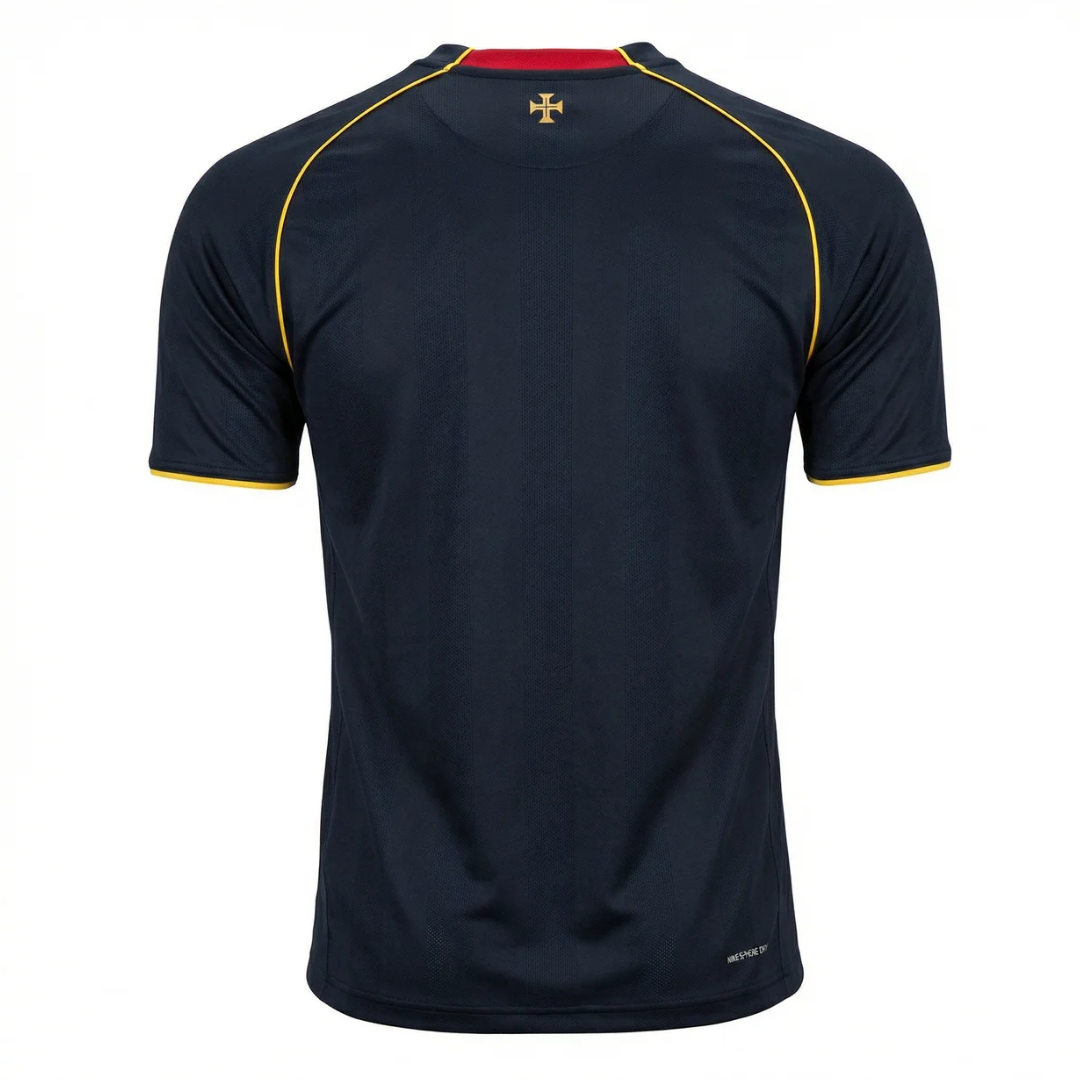 Camisa Seleção de Portugal II 2006 - Retrô Nike - Preta com detalhes em amarelo