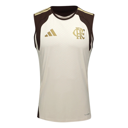 Camisa Flamengo Treino Atleta Regata 26/27 - Torcedor Adidas Masculina - Bege com detalhes em marrom