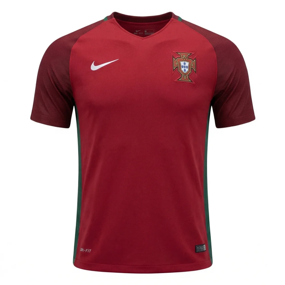 Camisa Seleção de Portugal I 2016 - Retrô Nike - Vermelha com detalhes em verde