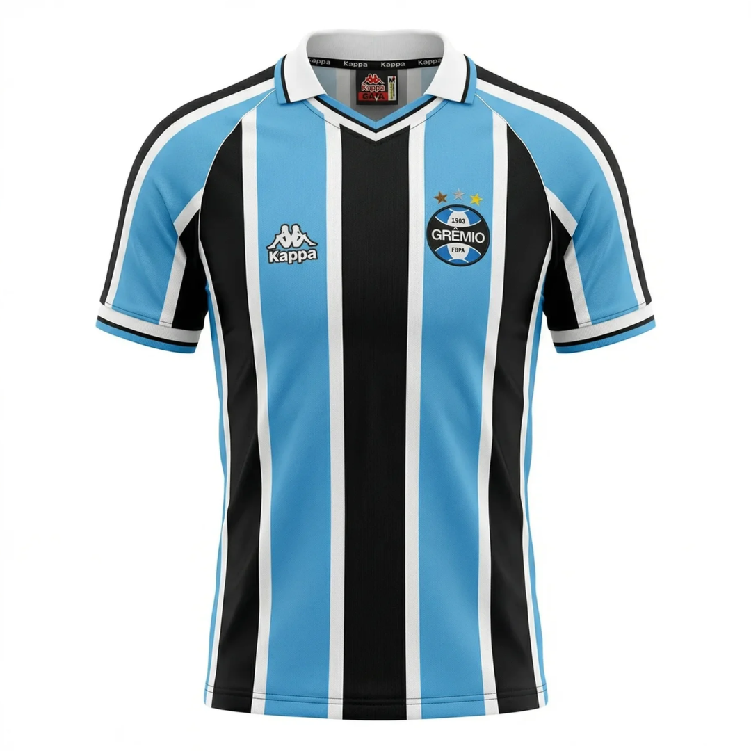 Camisa Grêmio I 2001 - Retrô Kappa - Azul e preta