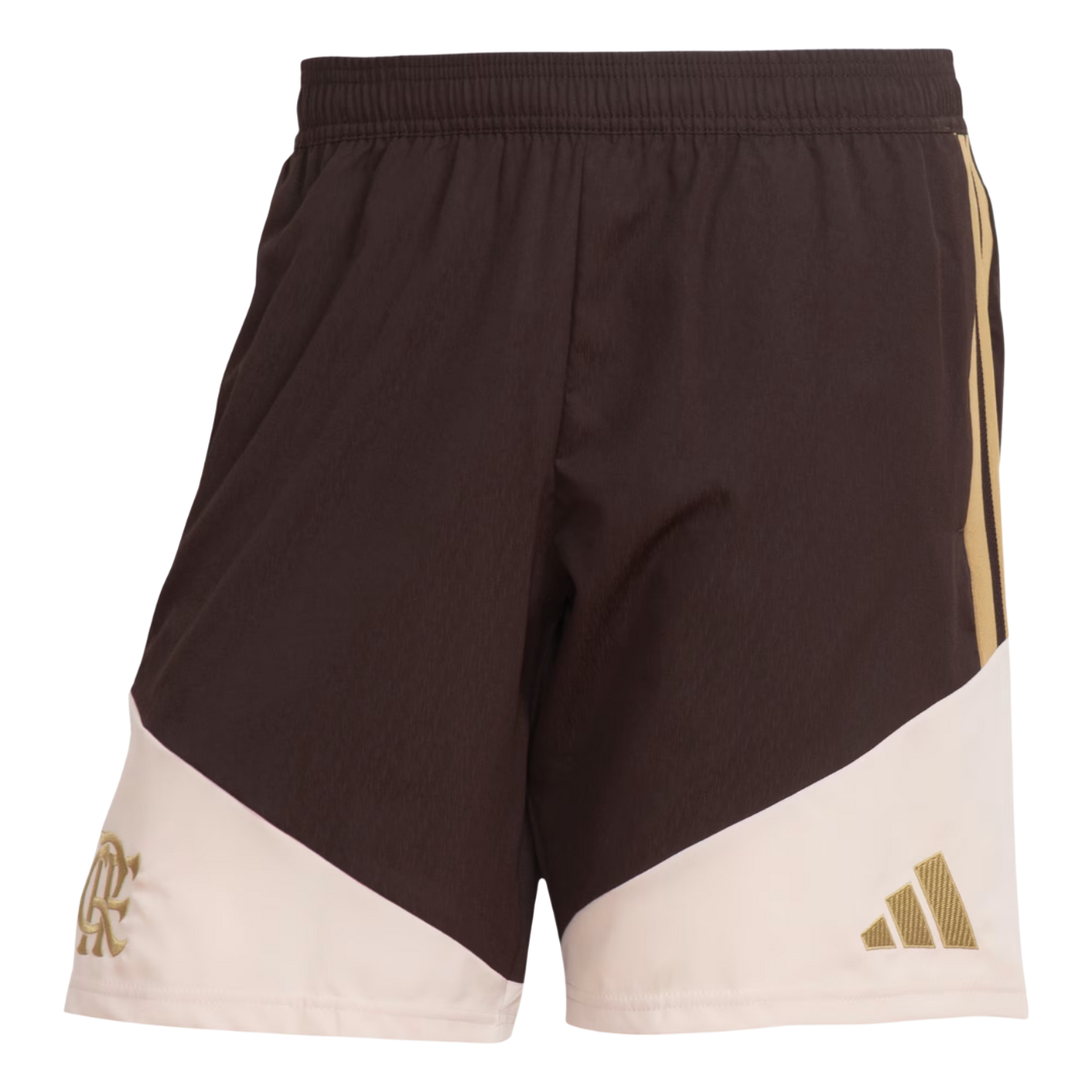 Short Flamengo Treino 26/27 - Torcedor Adidas Masculina - Marrom com detalhes em bege