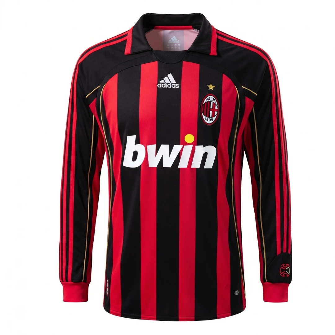 Camisa AC Milan I 2006/2007 Manga Longa - Retrô Adidas - Preta e vermelha