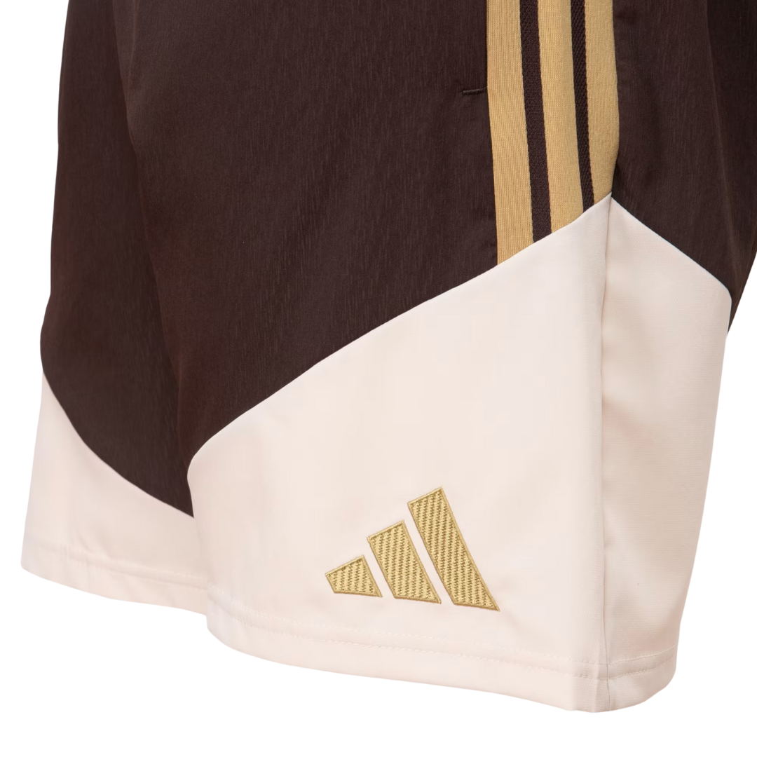 Short Flamengo Treino 26/27 - Torcedor Adidas Masculina - Marrom com detalhes em bege
